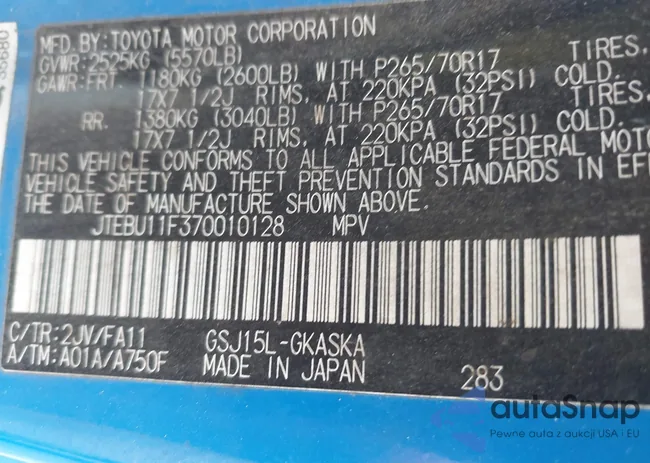 JTEBU11F370010128: 43281302