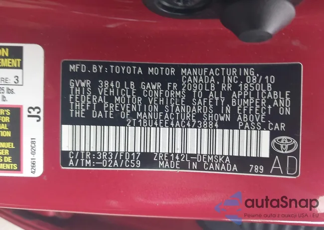 2T1BU4EE4AC473884: 43281348