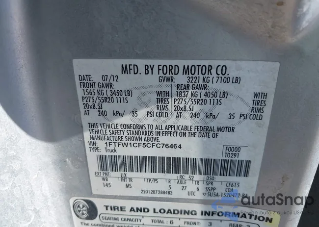 1FTFW1CF5CFC76464: 43281353