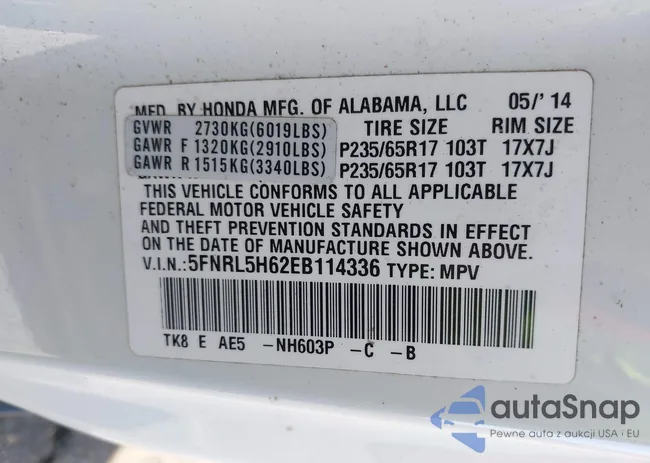 5FNRL5H62EB114336: 43280669