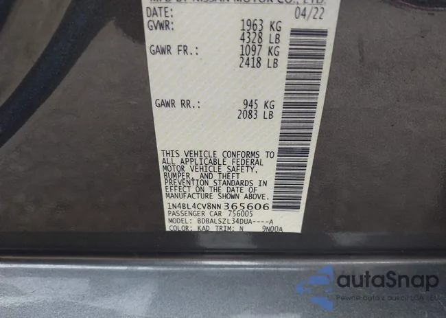 1N4BL4CV8NN365606: 43281844