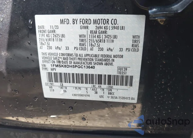 1FMSK8DH5PGC13640: 43281947