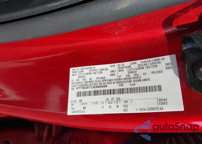 1FT7W2BT3JEB69689: 43282015