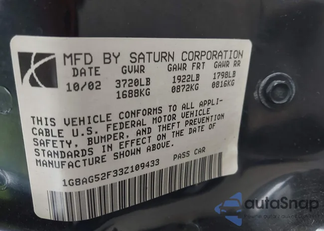 1G8AG52F33Z109433: 43282040