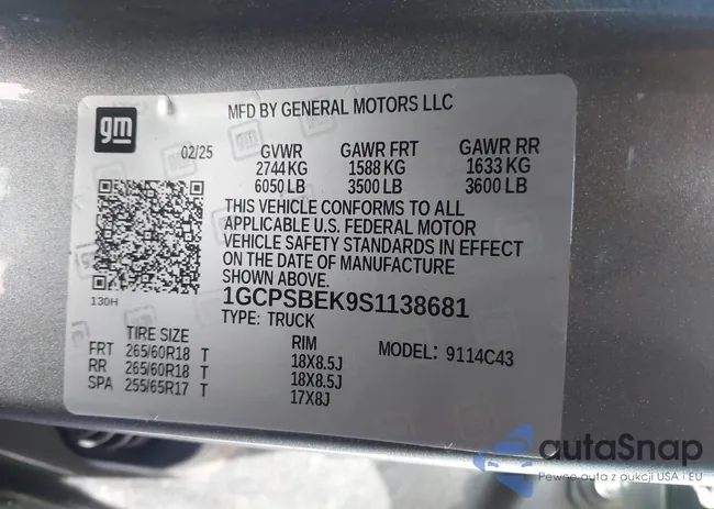 1GCPSBEK9S1138681: 43282047