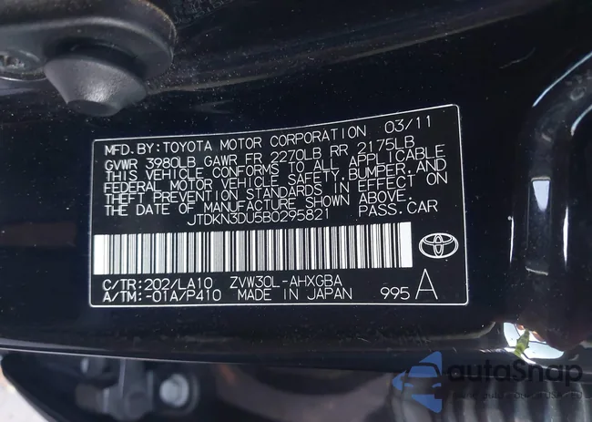 JTDKN3DU5B0295821: 43282127