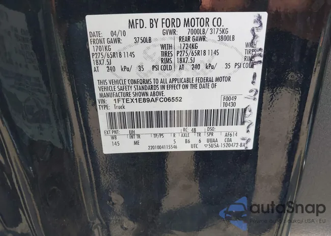 1FTEX1E89AFC06552: 43282216