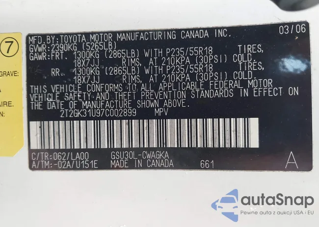 2T2GK31U97C002899: 43282283