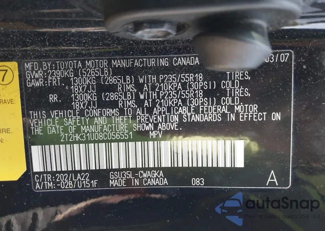 2T2HK31U08C056551: 43281608