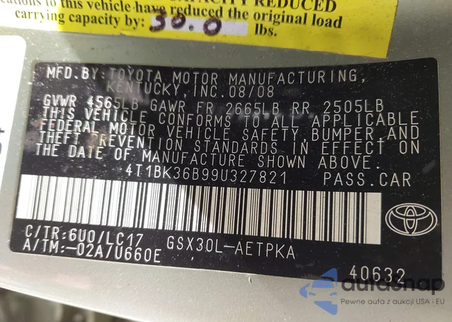 4T1BK36B99U327821: 43281719