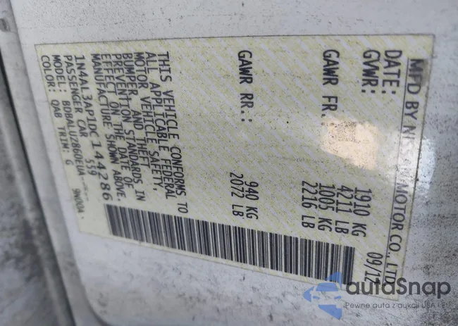 1N4AL3AP1DC144286: 43282847