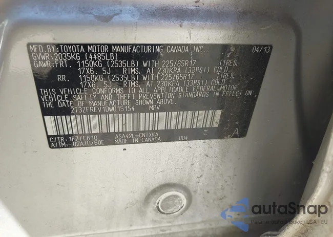 2T3ZFREV1DW015154: 43282927