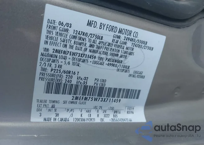 2MEFM75W73X711459: 43282987