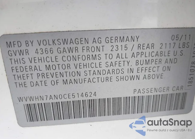 WVWHN7AN0CE514624: 43283043