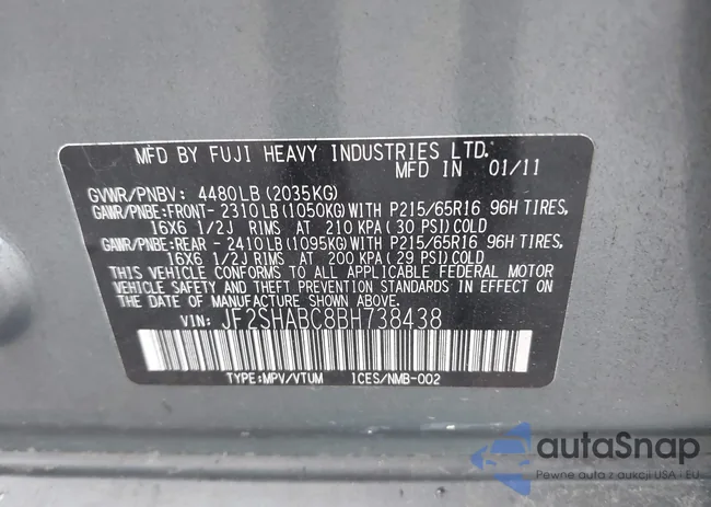 JF2SHABC8BH738438: 43283096