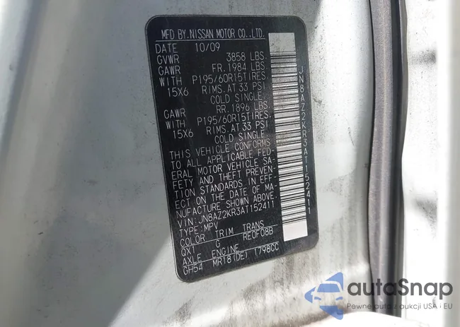 JN8AZ2KR3AT152411: 43283217