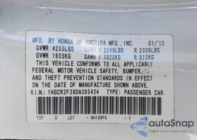 1HGCR2F39DA095434: 43283237