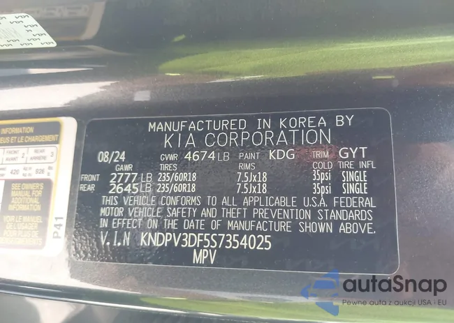 KNDPV3DF5S7354025: 43282429