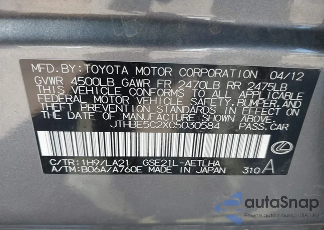 JTHBE5C2XC5030584: 43282472