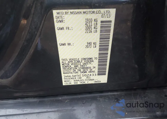 1N4AL3AP7EC102433: 43282495