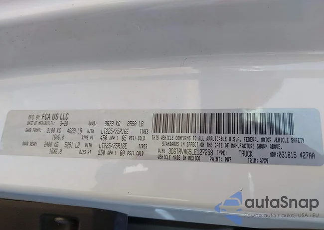 3C6TRVAG5LE127258: 43282666