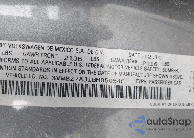 3VWBZ7AJ1BM050546: 43282684