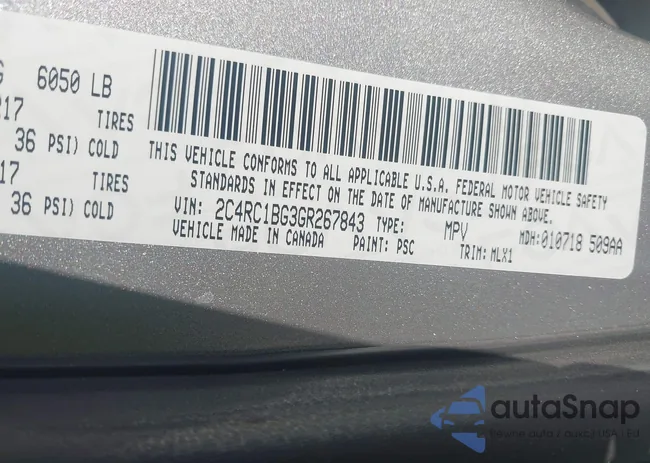 2C4RC1BG3GR267843: 43282700