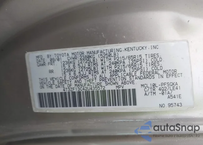 4T3ZF13C42U435572: 43283930