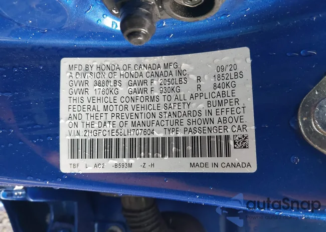 2HGFC1E58LH707604: 43283953