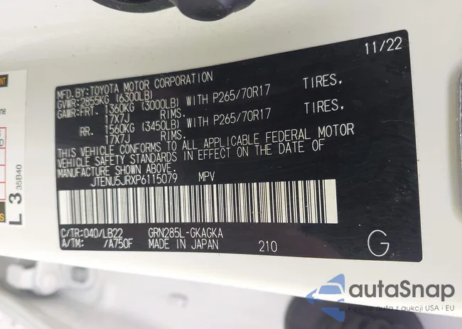 JTENU5JRXP6115079: 43283983