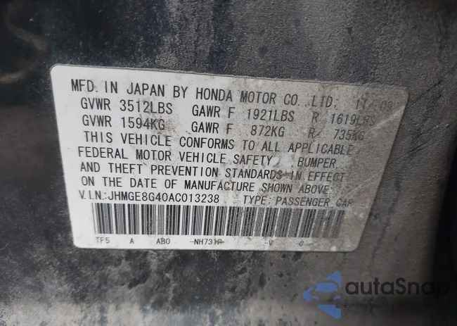 JHMGE8G40AC013238: 43283986