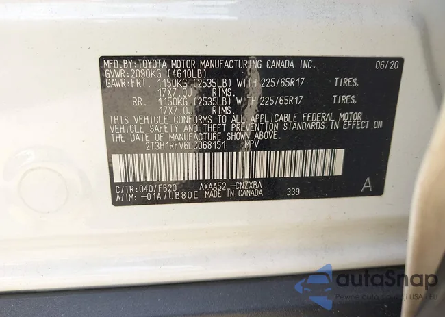 2T3H1RFV6LC068151: 43284083