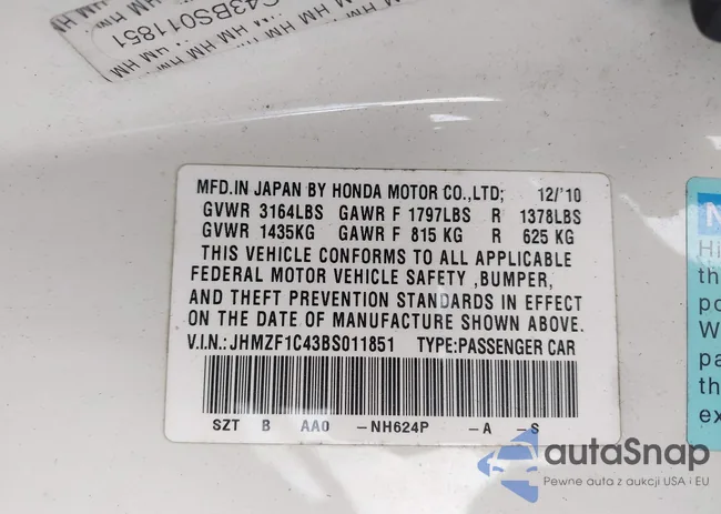 JHMZF1C43BS011851: 43284127