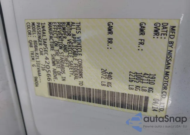 1N4AL3AP5EC420566: 43284232