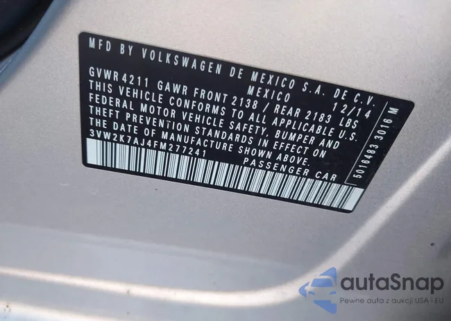 3VW2K7AJ4FM277241: 43284302