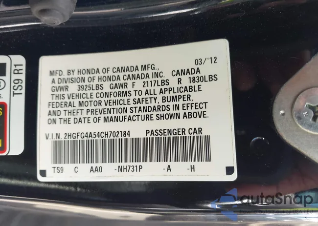 2HGFG4A54CH702184: 43283501