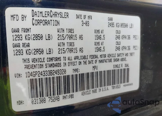 1D4GP24333B249320: 43284797