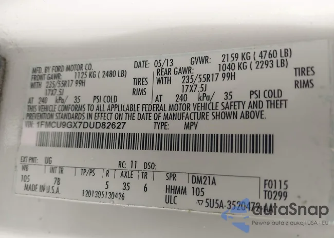 1FMCU9GX7DUD82627: 43284849