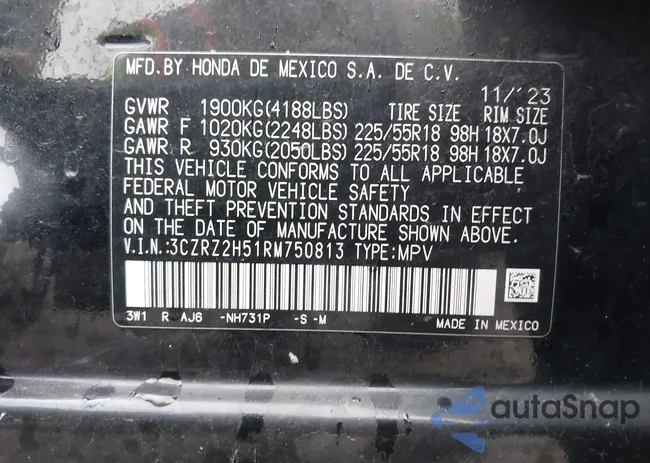 3CZRZ2H51RM750813: 43284987