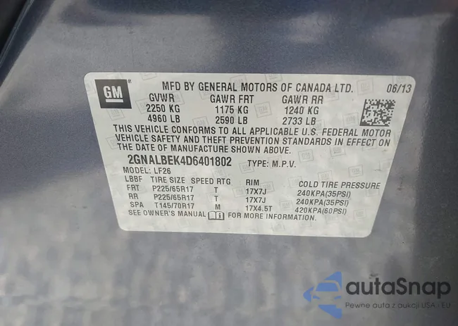 2GNALBEK4D6401802: 43285038