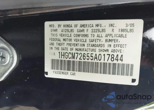 1HGCM72655A017844: 43285040