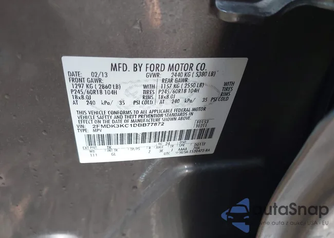 2FMDK3KC1DBB77872: 43285067