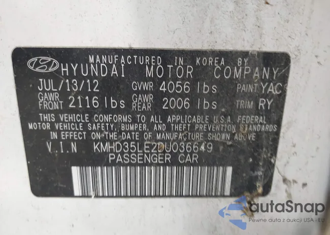 KMHD35LE2DU036649: 43285097