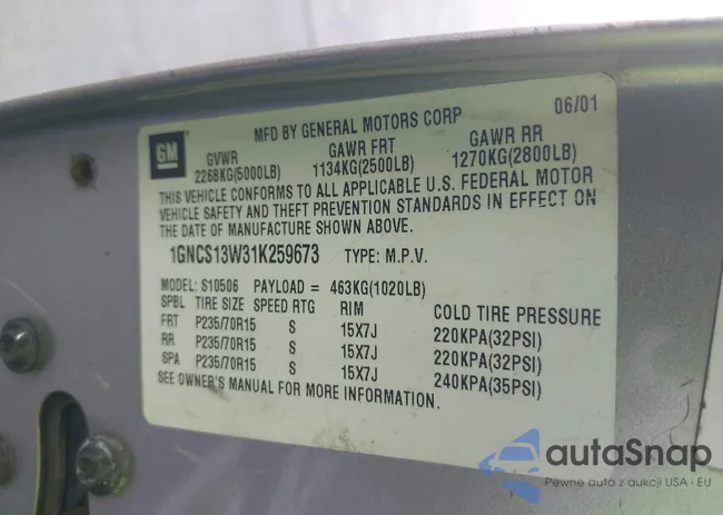 1GNCS13W31K259673: 43285104