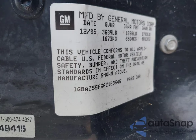 1G8AZ55F66Z163545: 43285108