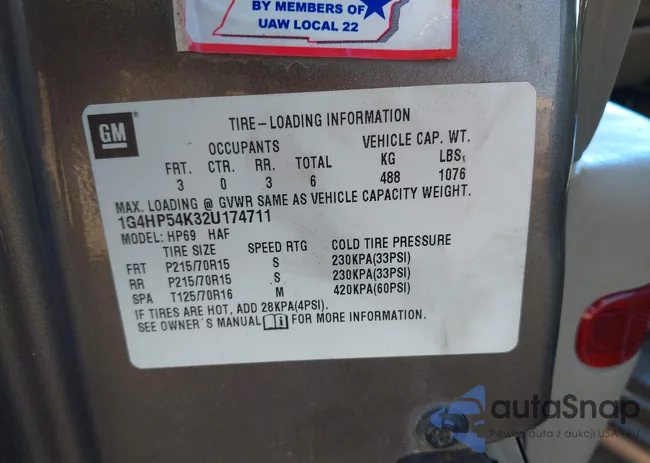 1G4HP54K32U174711: 43285130