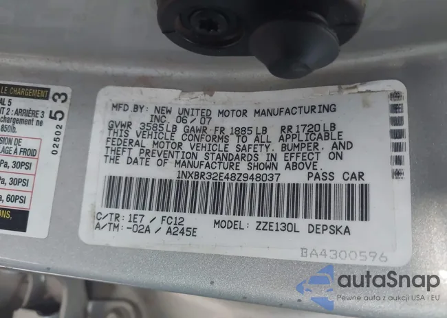 1NXBR32E48Z948037: 43285137