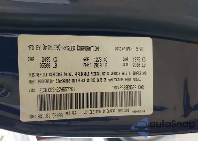 2C3LK63H27H657761: 43285238