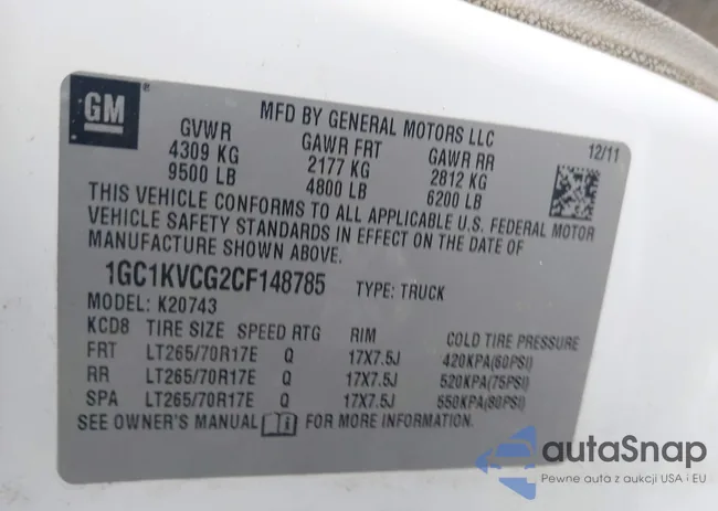 1GC1KVCG2CF148785: 43285255