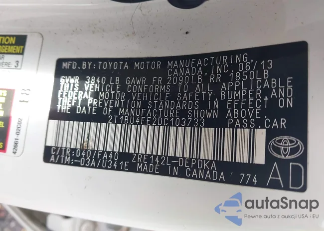 2T1BU4EE2DC103733: 43285317